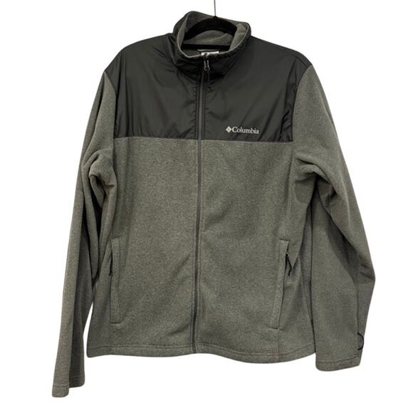 Columbia Mens Fleece Jacket Size Large Grey Full Zip Colorblock - Picture 1 of 7